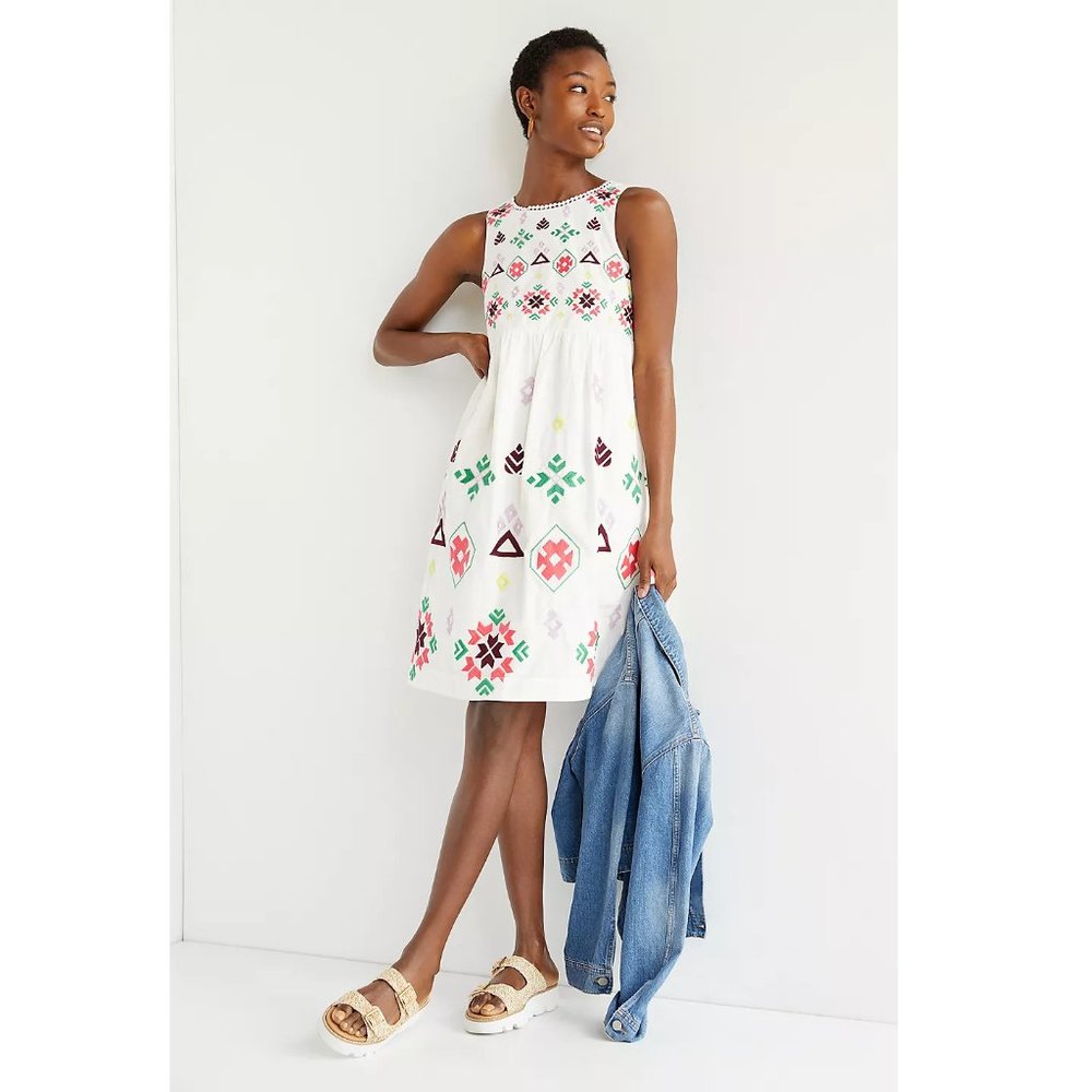 Anthropologie Dolly Embroidered Mini Dress - White - Small - Picture 2 of 12